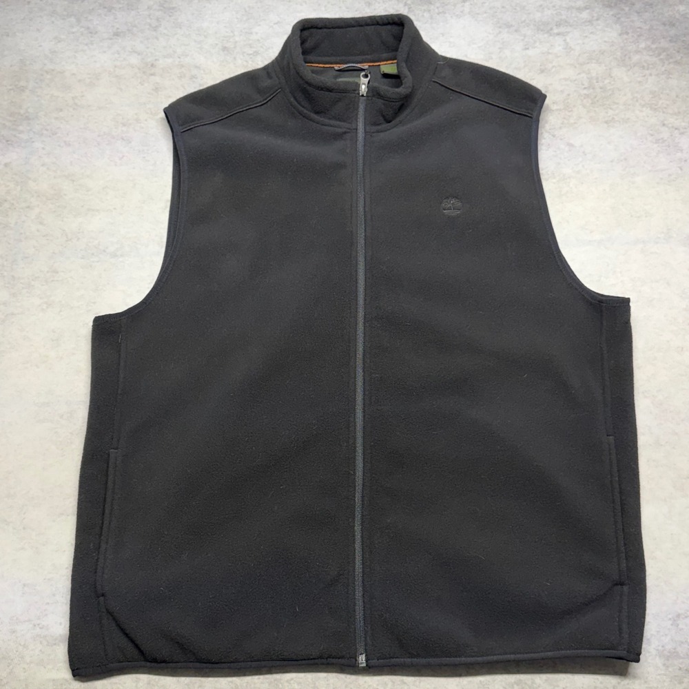 Vintage Timberland Fleece Vest Mens XL Black Full Zip Y2K Gorpcore Streetwear‎